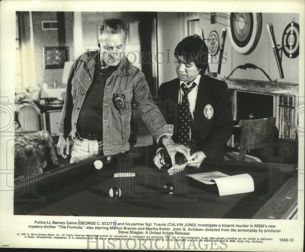 1980 Press Photo George C. Scott And Calvin Jung In Scene From &#39;The Formula&#39; - Historic Images