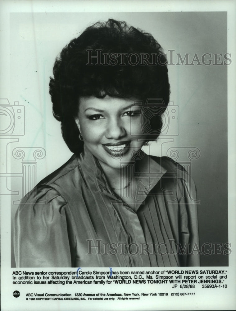 1988, &#39;World News Saturday&#39; Anchor Carole Simpson - mjp39039 - Historic Images