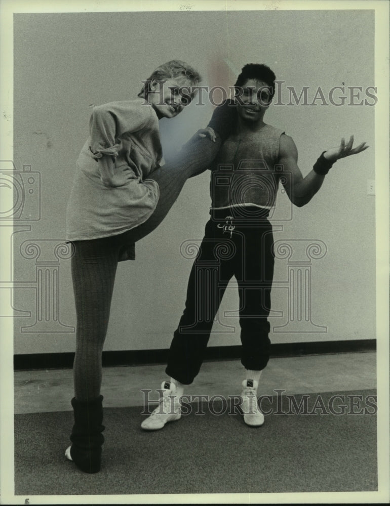 1984 Press Photo Dancers Kim Smith And Lyndon Baines Johnson On NBC&#39;s &#39;Jump&#39;-Historic Images