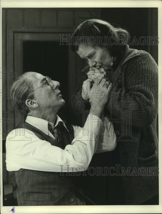 1985 Press Photo Dustin Hoffman and Kate Reid in "Death of a Salesman" - Historic Images