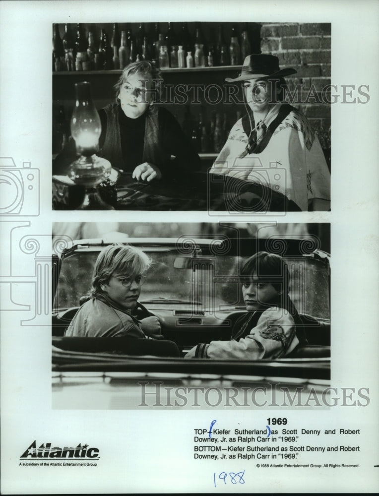 1988 Press Photo Kiefer Sutherland and Robert Downey, Jr. star in &quot;1969&quot; - Historic Images