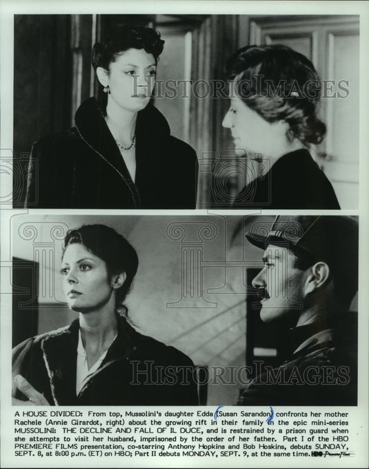 1985 Press Photo Cast of "Mussollin: The Decline And Fall Of Il Duce" - Historic Images