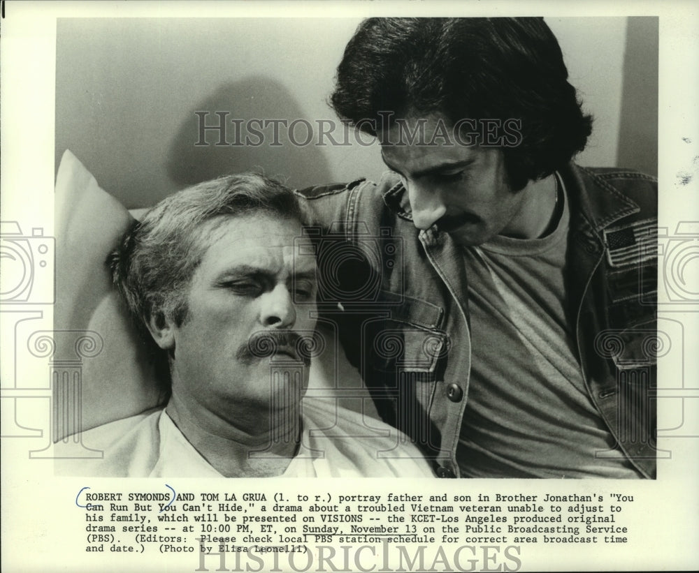 1977, “You Can Run But You Can’t Hide” star Robert Symonds &amp; co-star - Historic Images