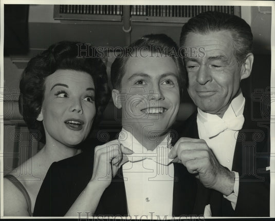 1963, Actors Robert Ryan, Nanette Fabray and Jerry Strickler - Historic Images