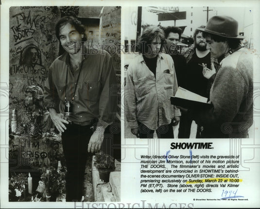 1992, Writer & director Oliver Stone directs "The Doors" cast - Historic Images
