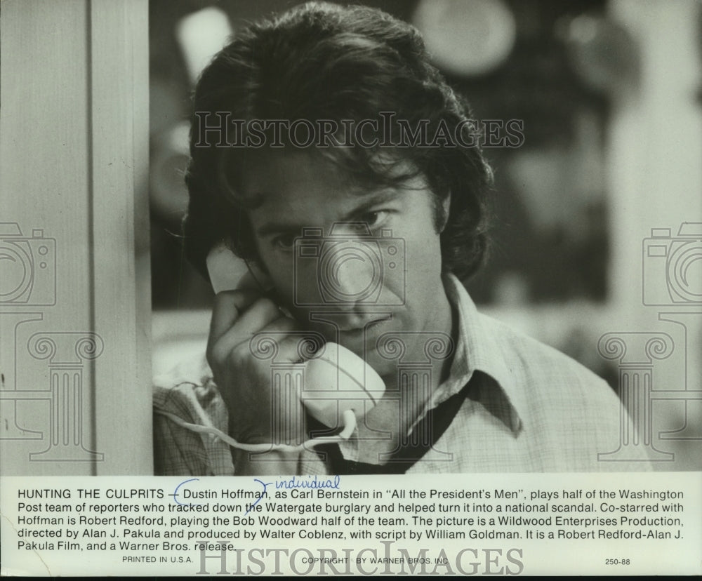 1976, Dustin Hoffman in Warner Brothers' 'All The President's Men" - Historic Images