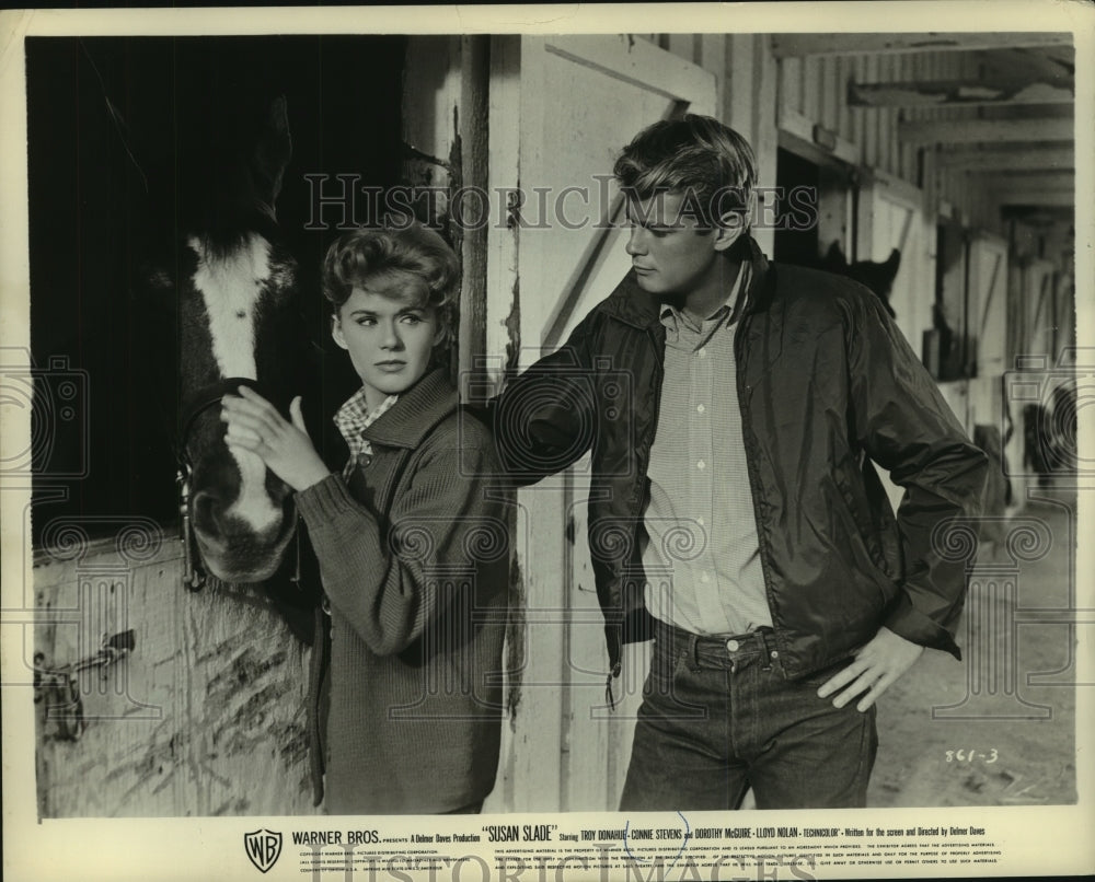 1961, Connie Stevens and Troy Donahue star in "Susan Slade" - Historic Images