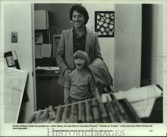 1979 Press Photo Dustin Hoffman, Justin Henry actors star in "Kramer vs. Kramer" - Historic Images