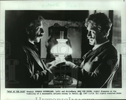 1987, Donald Sutherland & Max Von Sydow in "Wolf At The Door" - Historic Images