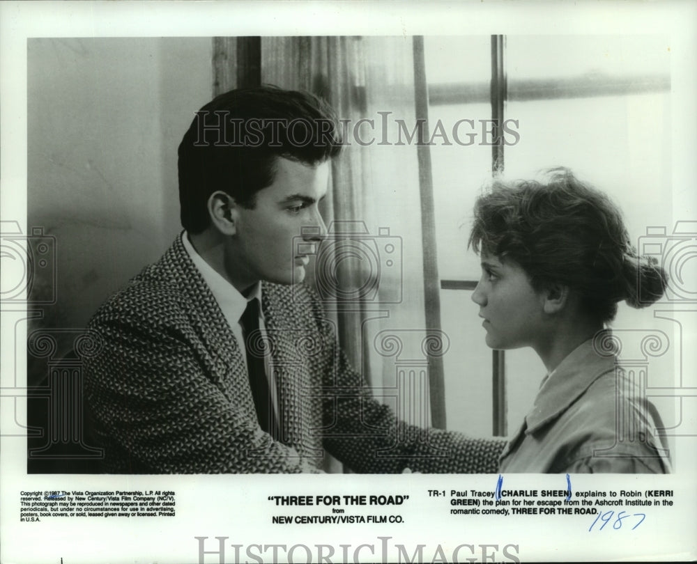 1987, Charlie Sheen and Kerri Green in &quot;Three For The Road&quot; - Historic Images