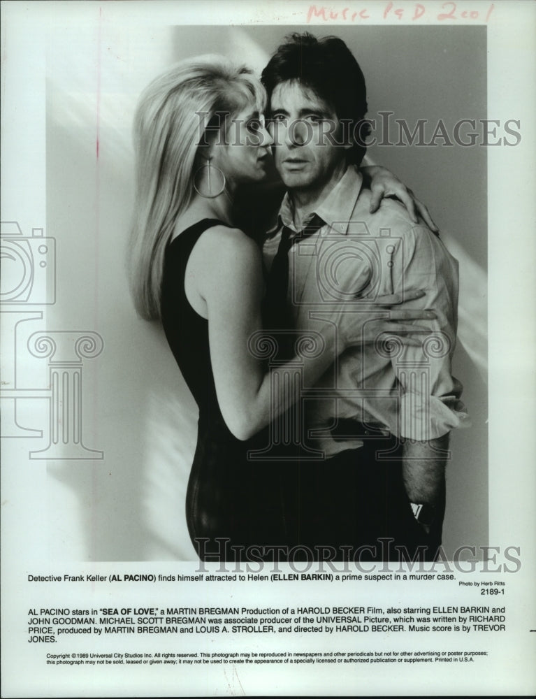 1989, Al Pacino & Ellen Barkin in "Sea Of Love" - mjp40396 - Historic Images