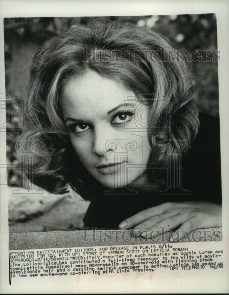1960 Press Photo Leticia Roman (real name Novarese) co-stars in two new movies. - Historic Images