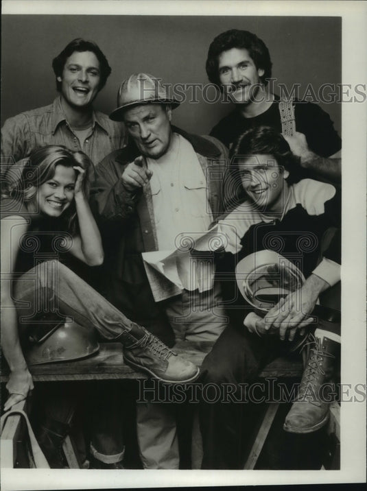 1980 Press Photo Cast of comedy/adventure series, "When the Whistle Blows" - Historic Images