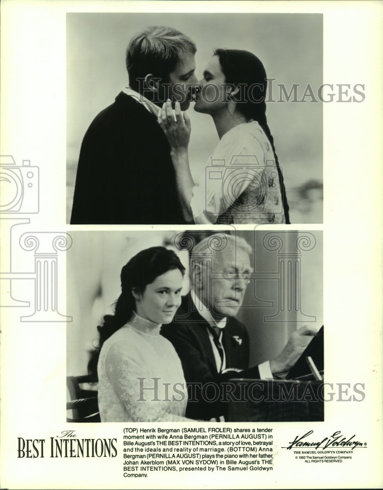 1992 Press Actors Samuel Froler, Max von Sydow and Pernilla August - mjp40611 - Historic Images