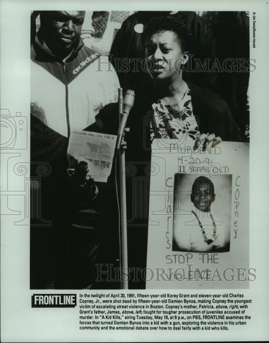 1992 Press Photo Scene From 'A Kid Kills' Episode In PBS' 'Frontline' - Historic Images