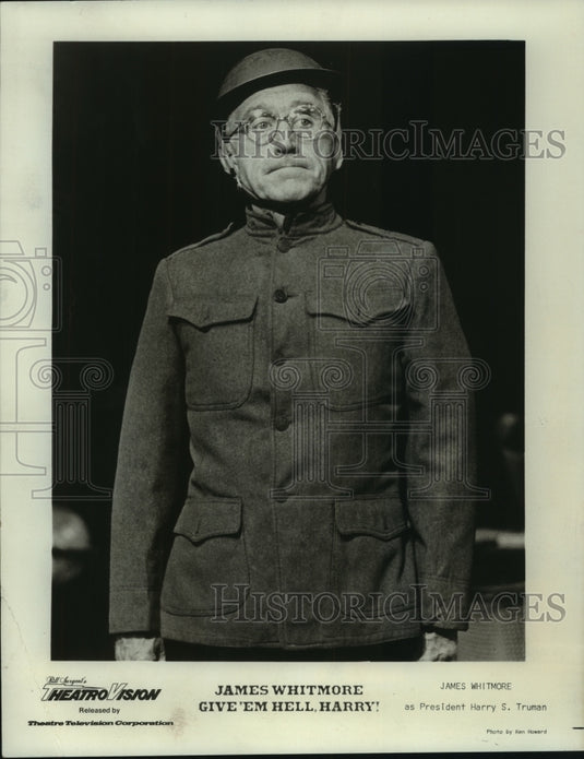 1975 Press Photo James Whitmore stars in "Give 'em Hell, Harry!" - mjp40696 - Historic Images