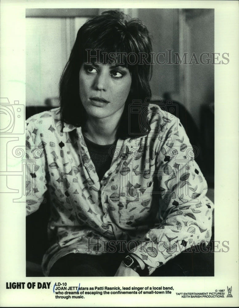 1987 Press Photo Joan Jett stars as Patti Rasnick, lead singer in "Light of Day" - Historic Images
