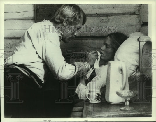 1976 Press Photo Max Von Sydow, Liv Ullman starring in "The New Land." - Historic Images