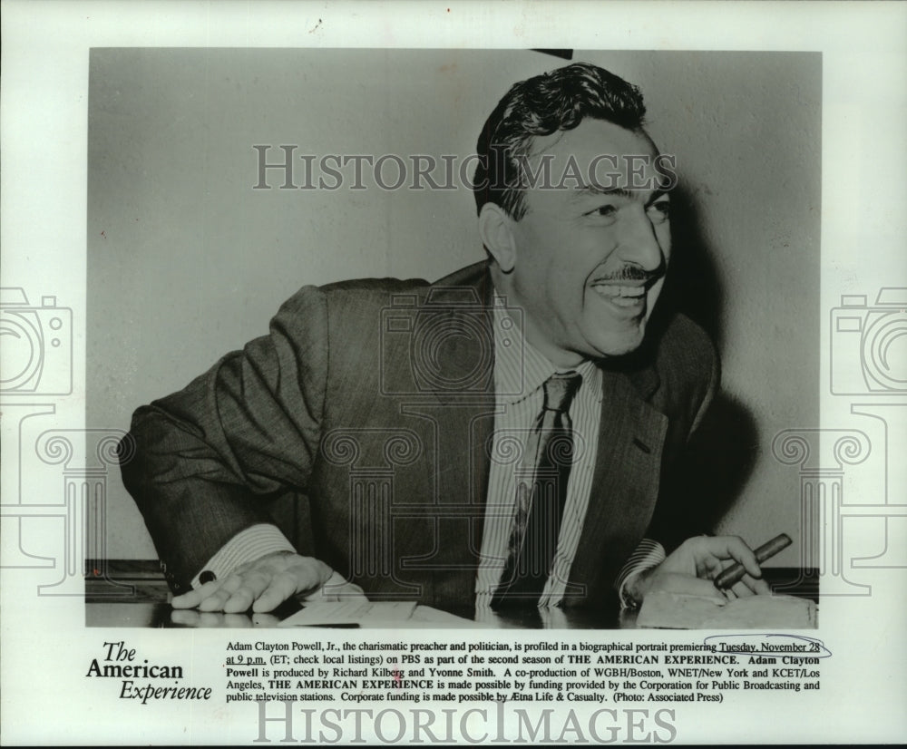 1989 Press Photo Adam Clayton Powell Jr. In PBS' 'The American Experience' - Historic Images