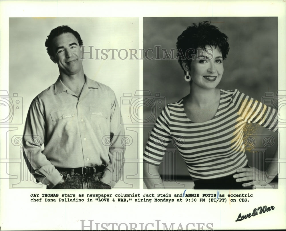 1993 Press Photo Jay Thomas and nanny Potts star in "Love & War" series - Historic Images