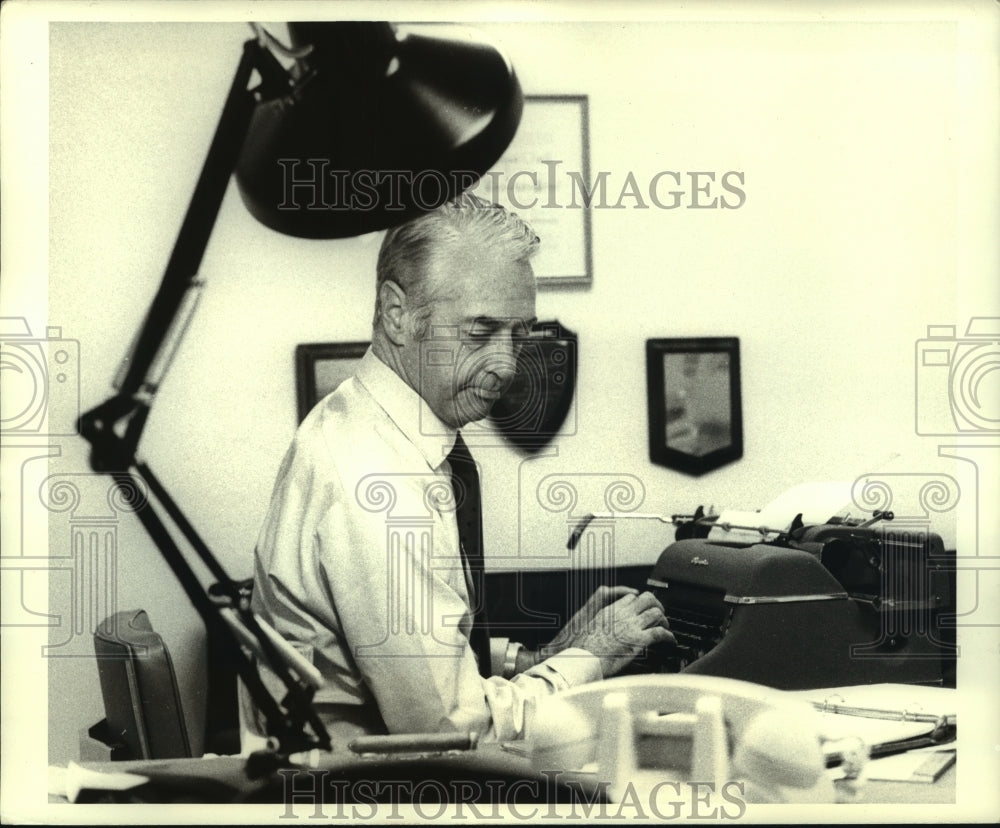 1974, Howard K. Smith in his ABC studio office in Washington - Historic Images