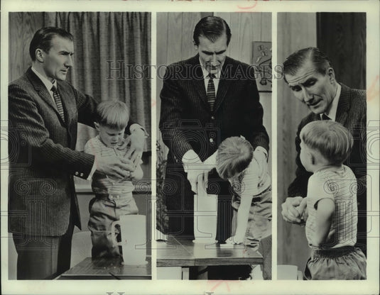 1967 Press Photo Dr. Lendon Smith and his 2 year old friend on TV show - Historic Images