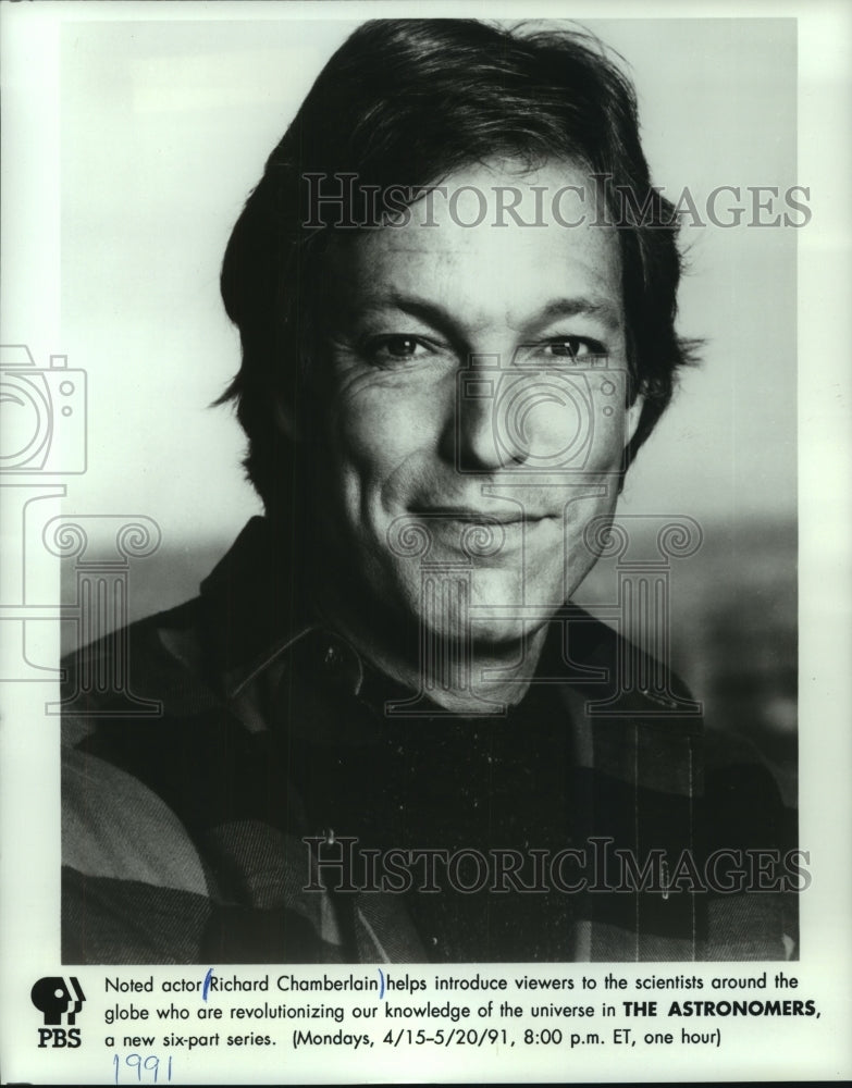 1991 Press Photo Richard Chamberlain on new science show, &quot;The Astronomers&quot; - Historic Images