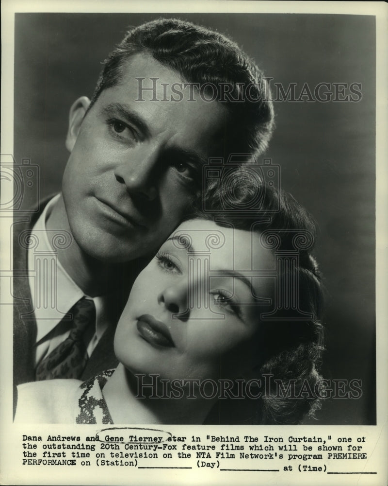 1957, Dana Andrews and Gene Tierney star in "Behind The Iron Curtain" - Historic Images