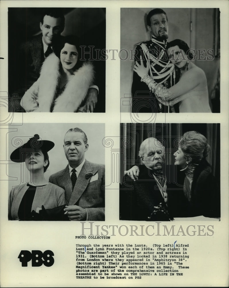 1920 Press Photo Actors Alfred Lunt and his wife Lynn Fontanne from &#39;20s to &#39;65 - Historic Images