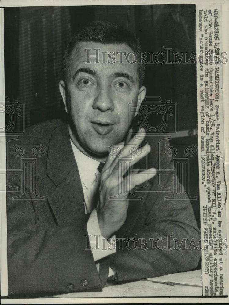 1958, Space Scientist James Van Allen, House Space Committee meeting - Historic Images