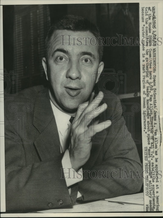 1958, Space Scientist James Van Allen, House Space Committee meeting - Historic Images