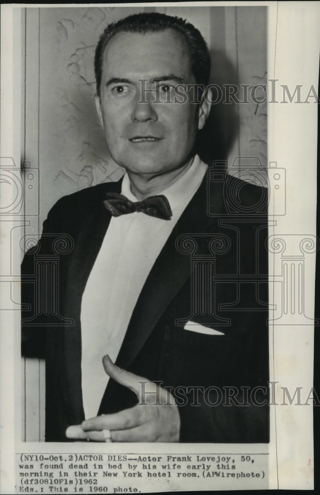 1960 Press Photo Actor Frank Lovejoy - mjp42058 - Historic Images
