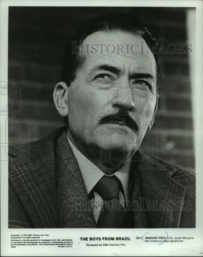 1978 Press Photo Gregory Peck stars in "The Boys From Brazil" - mjp42184 - Historic Images