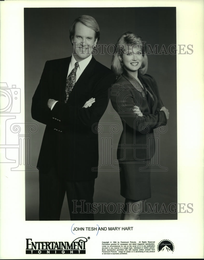 1994, John Tesh and Mary Hart host Entertainment Tonight - mjp42331 - Historic Images