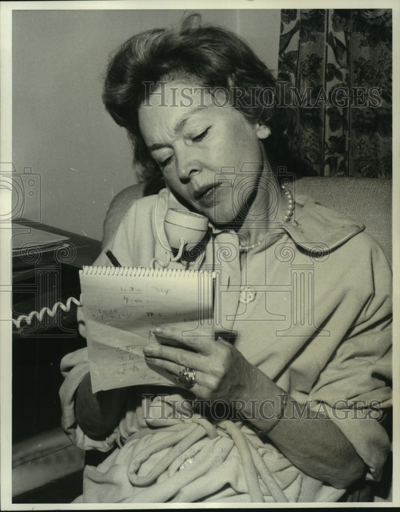 1963, actress Maureen O'Sullivan on the phone - mjp42629 - Historic Images