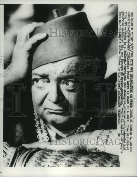 1962, Actor Peter Lorre in the Film "Five Weeks in a Balloon" - Historic Images