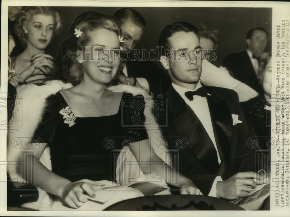 1941, Actress Brenda Joyce to marry Owen Ward on Saturday. - Historic Images