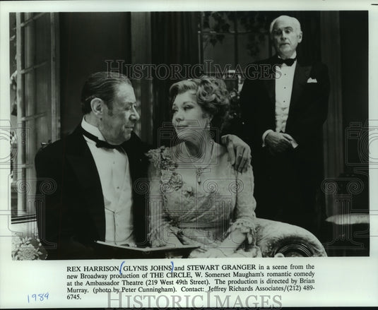 1989, Rex Harrison, Glynis Johns, Stewart Granger, in "The Circle" - Historic Images