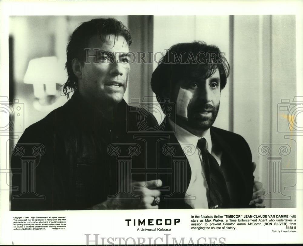 1984, Jean-Claude Van Damme &amp; Ron Silver in &quot;Timecop&quot; - mjp42764 - Historic Images
