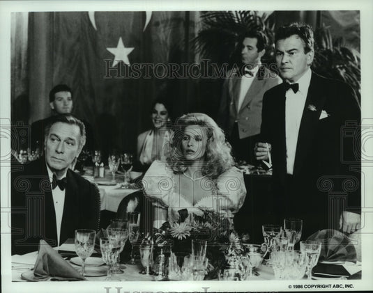 1986 Press Photo Christopher Plummer, Cheryl Ladd & Horst Buchholtz- "Crossings" - Historic Images