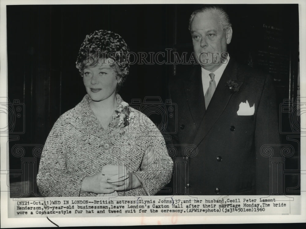 1960 Press Photo British actress Glynis Johns and husband Cecil Henderson-Historic Images