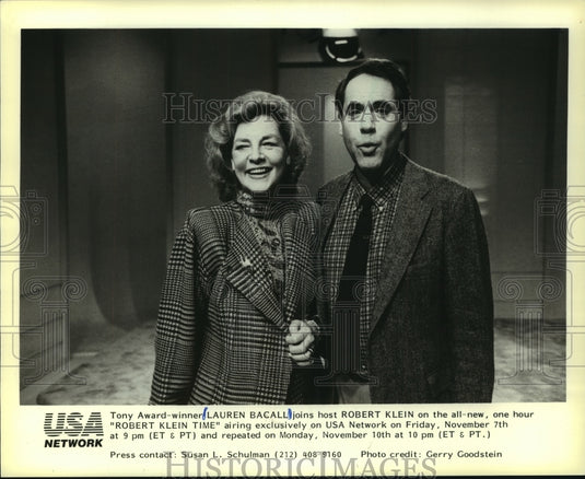 1986, Lauren Bacall and Robert Klein on "Robert Klein Time" - Historic Images