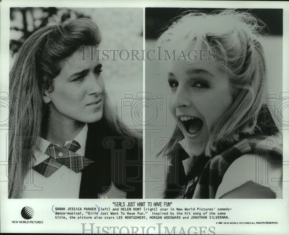 1985, Actress Helen Hunt & "Girls Just Want To Have" co-star - Historic Images