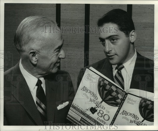 1957, Eddie Weisfeldt with Mike Todd, Jr., great producer's son. - Historic Images