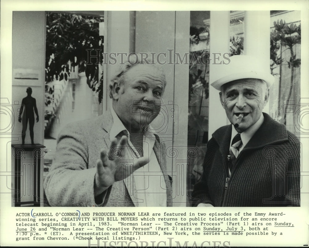 1985 Press Photo Actor Carroll O&#39;Connor &amp; Producer Norman Lear - mjp43132 - Historic Images