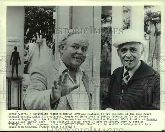 1985 Press Photo Actor Carroll O'Connor & Producer Norman Lear - mjp43132 - Historic Images