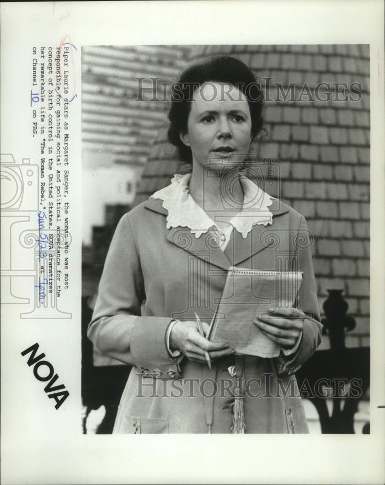 1976 Press Photo Piper Laurie stars as Margaret Sanger in &quot;The Woman Rebel&quot; - Historic Images