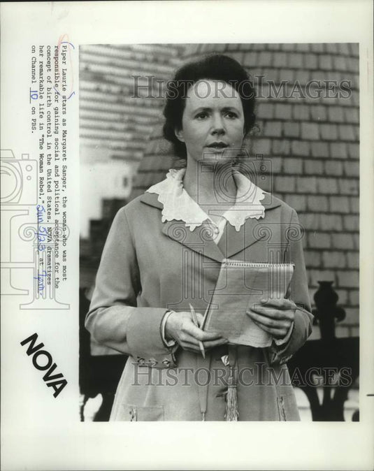 1976 Press Photo Piper Laurie stars as Margaret Sanger in "The Woman Rebel" - Historic Images