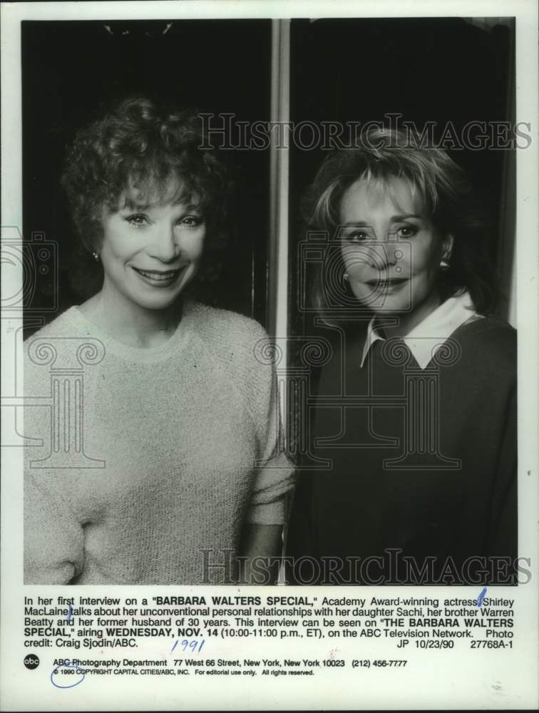 1990, Shirley MacLaine on the &quot;Barbara Walters Special&quot; on ABC-TV. - Historic Images