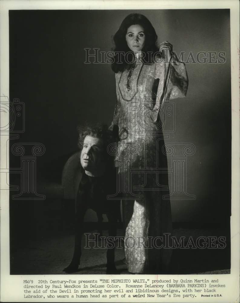 1971, Barbara Parkins with the Devil in scene from The Mephisto Waltz - Historic Images